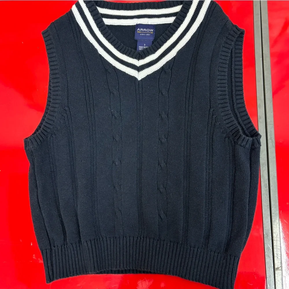Kids navy blue sweater vest, size 7